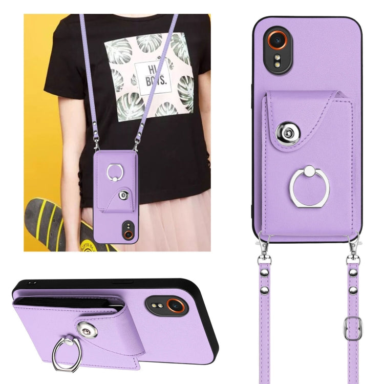 For Samsung Galaxy XCover7 Organ Card Bag Ring Holder Phone Case with Long Lanyard