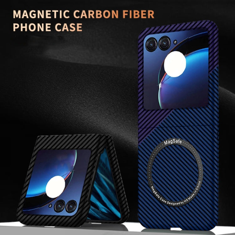For Motorola Razr 50 Carbon Fiber Texture MagSafe Magnetic Phone Case