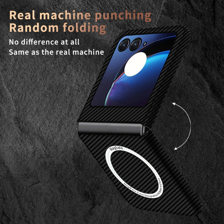 For Motorola Razr 50 Carbon Fiber Texture MagSafe Magnetic Phone Case
