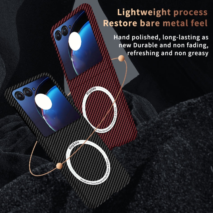 For Motorola Razr 50 Carbon Fiber Texture MagSafe Magnetic Phone Case