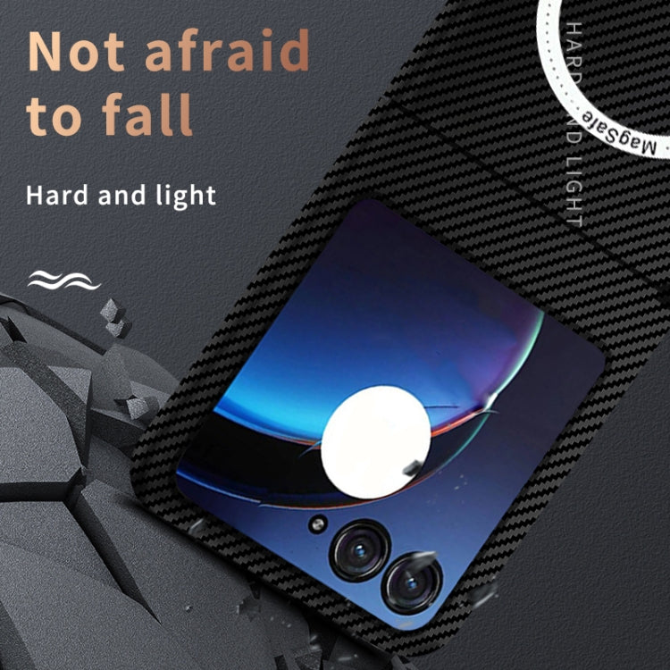 For Motorola Razr 50 Carbon Fiber Texture MagSafe Magnetic Phone Case