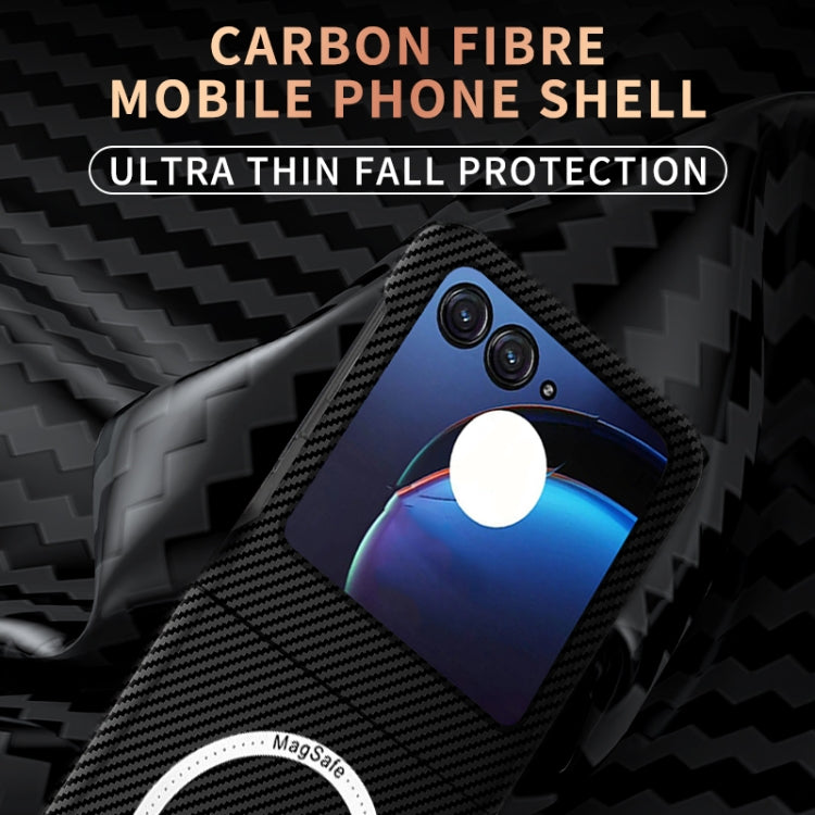For Motorola Razr 50 Carbon Fiber Texture MagSafe Magnetic Phone Case