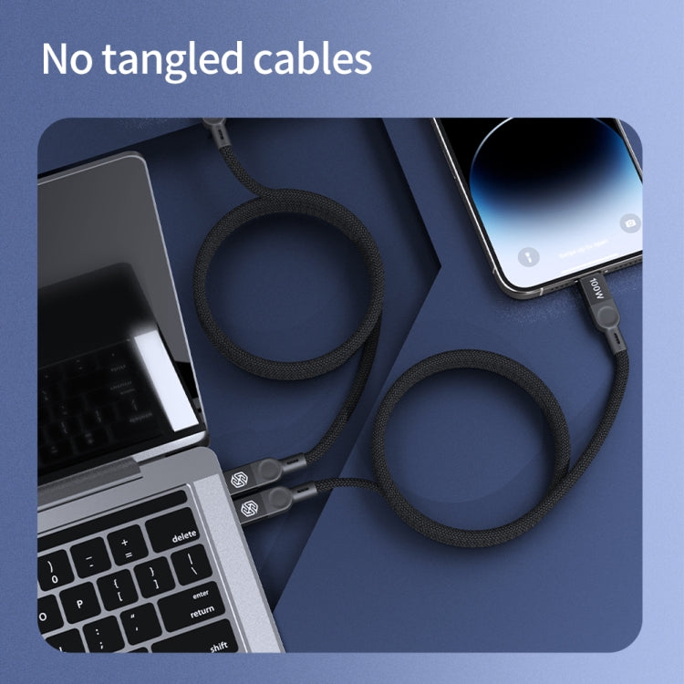 NILLKIN 100W USB-C/Type-C to USB-C/Type-C Small Magnetic Coil Fast Charging Data Cable, Length: 1m - Black