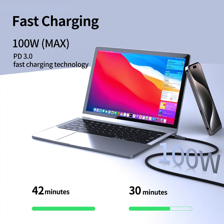 NILLKIN 100W USB-C/Type-C to USB-C/Type-C Small Magnetic Coil Fast Charging Data Cable, Length: 1m - Black