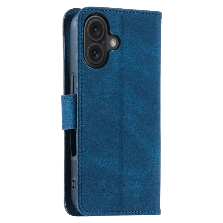 For iPhone 16 Plus Nail Skin Feel Stitching Calf Texture Leather Phone Case