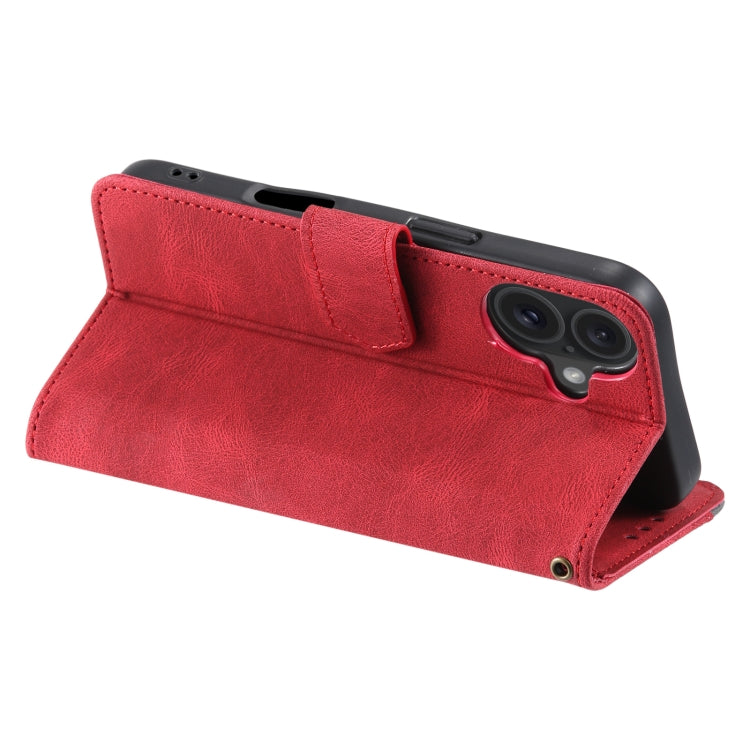 For iPhone 16 Plus Nail Skin Feel Stitching Calf Texture Leather Phone Case