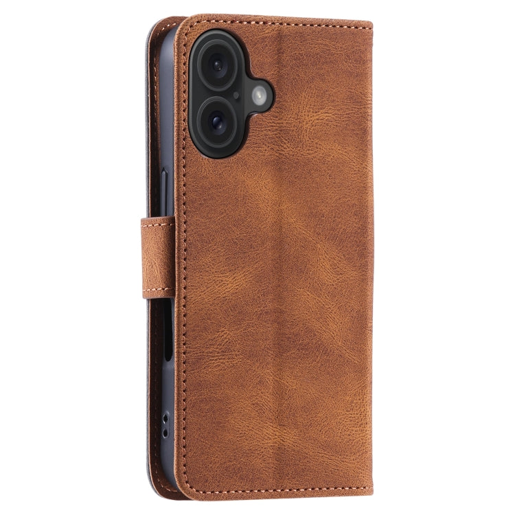 For iPhone 16 Plus Nail Skin Feel Stitching Calf Texture Leather Phone Case