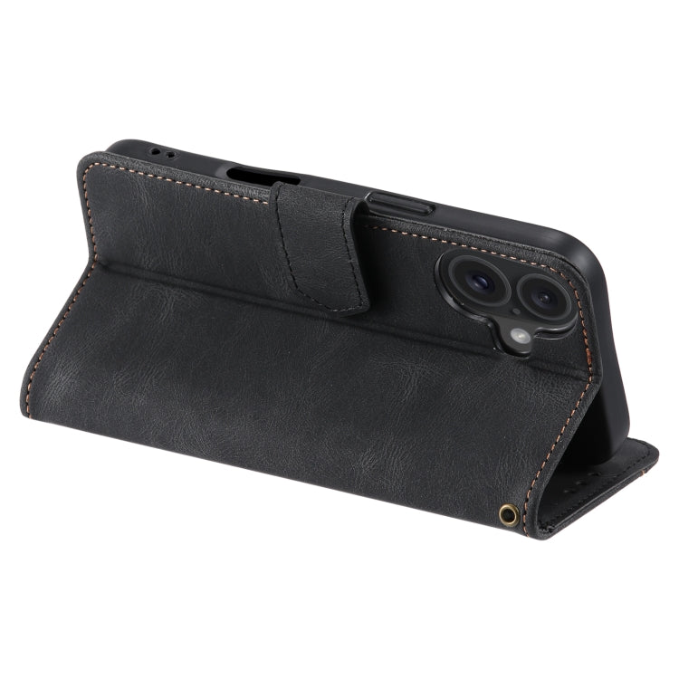 For iPhone 16 Nail Skin Feel Stitching Calf Texture Leather Phone Case