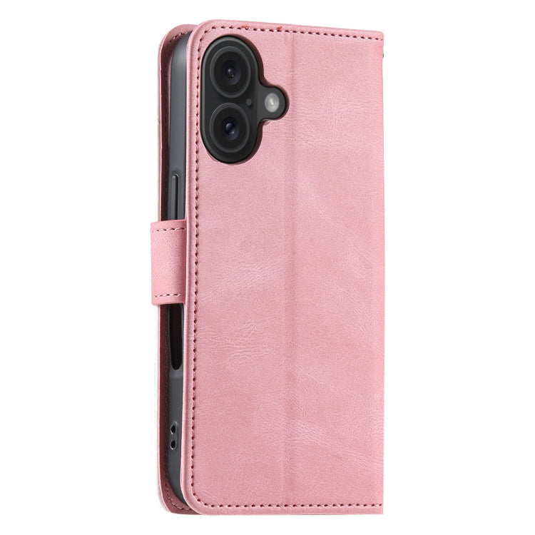 For iPhone 16 Nail Skin Feel Stitching Calf Texture Leather Phone Case
