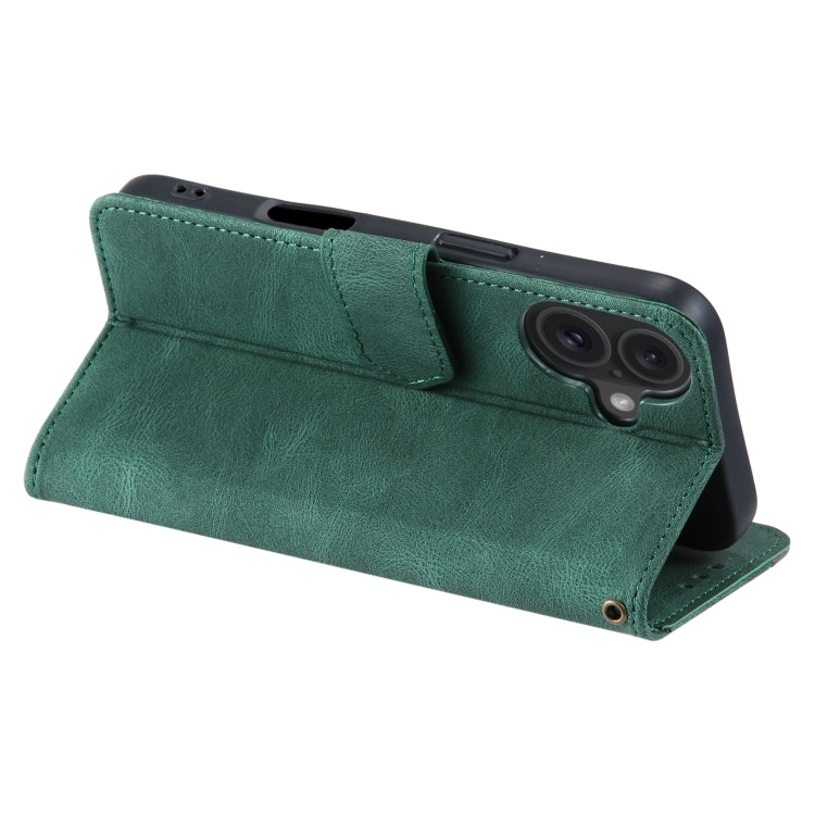 For iPhone 16 Nail Skin Feel Stitching Calf Texture Leather Phone Case