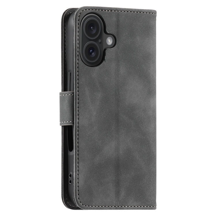 For iPhone 16 Nail Skin Feel Stitching Calf Texture Leather Phone Case