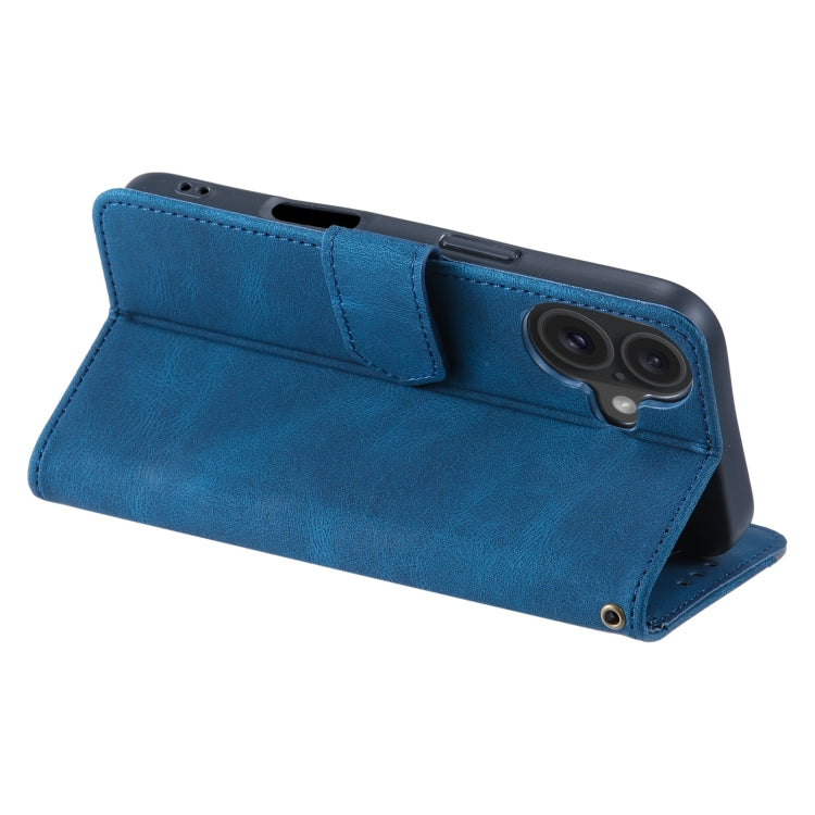 For iPhone 16 Nail Skin Feel Stitching Calf Texture Leather Phone Case