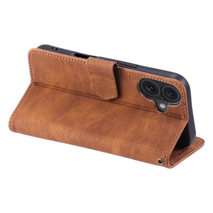 For iPhone 16 Nail Skin Feel Stitching Calf Texture Leather Phone Case