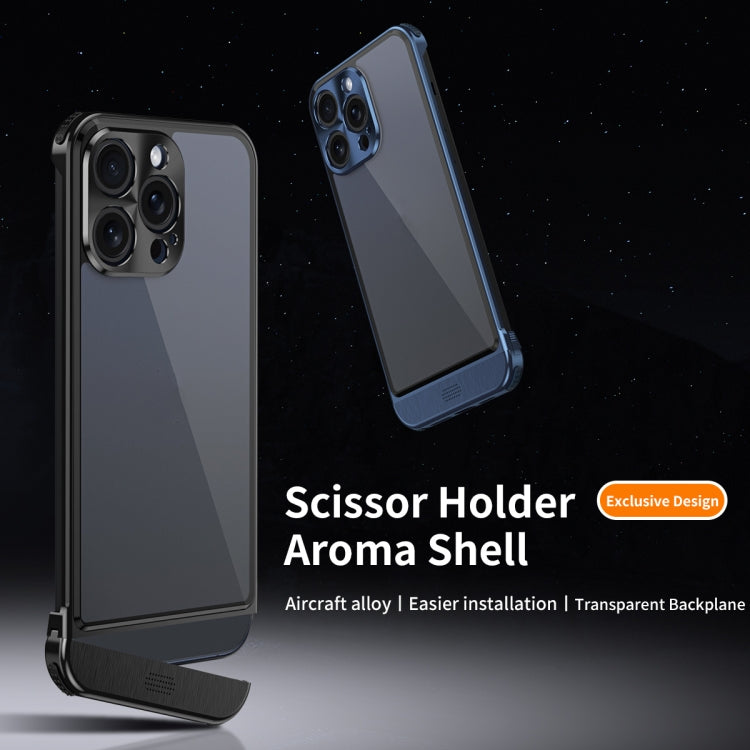 For iPhone 13 Pro Metal Scissor Holder Translucent Aroma Phone Case