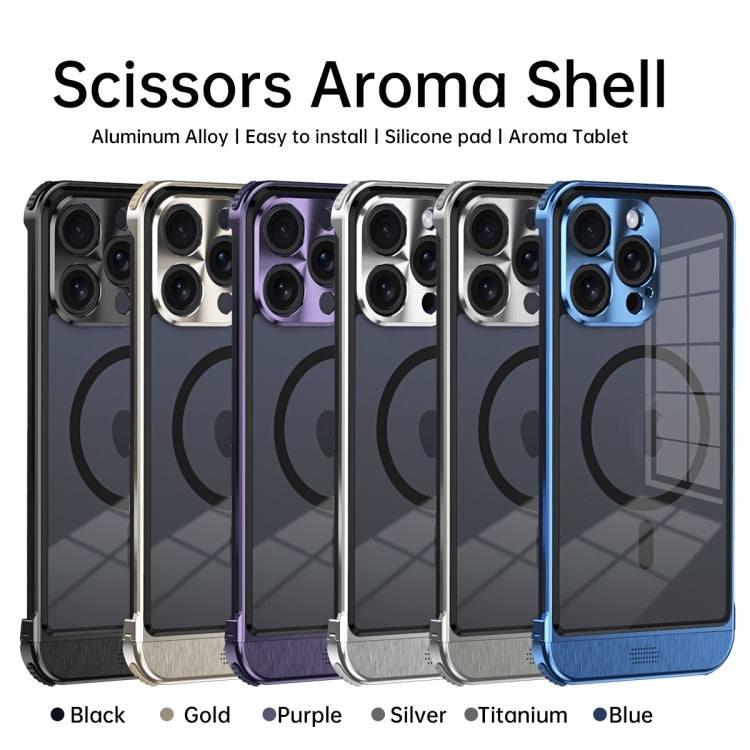 For iPhone 13 Metal Scissor Design Aroma MagSafe Phone Case