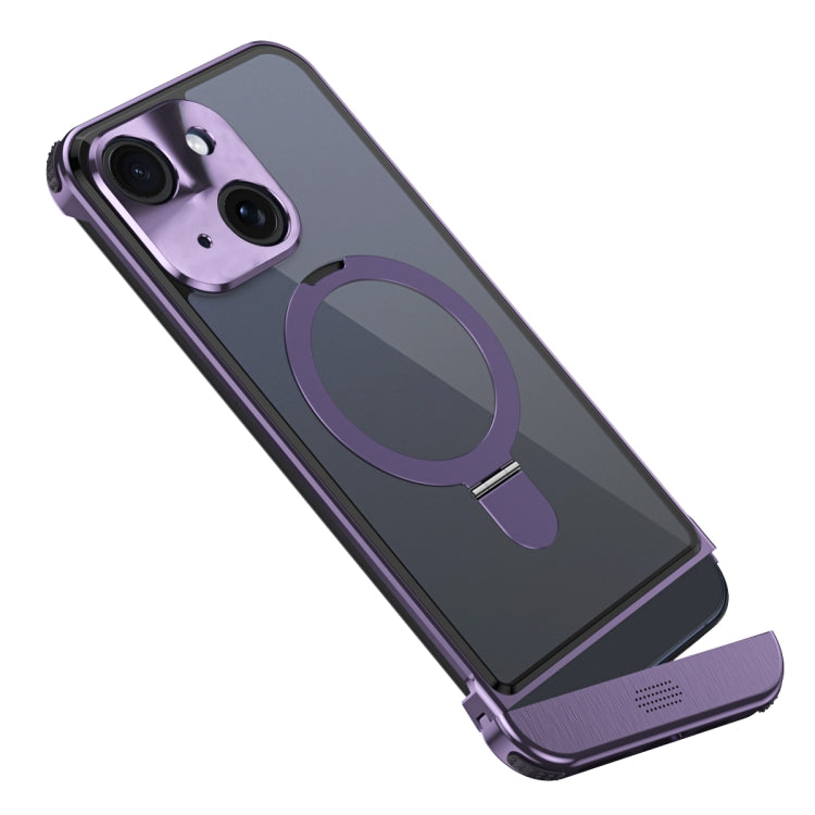 For iPhone 15 Metal Scissor Design Aroma MagSafe Ring Holder Phone Case