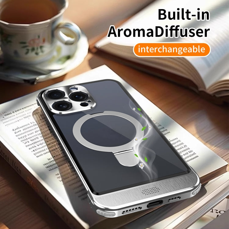 For iPhone 15 Pro Metal Scissor Design Aroma MagSafe Ring Holder Phone Case
