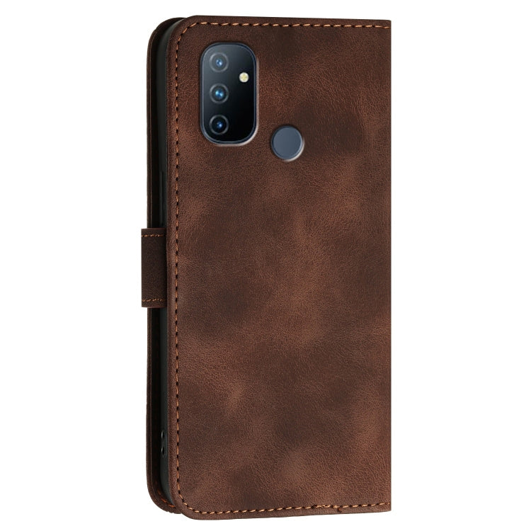 For OnePlus Nord N100 Grid Butterfly Embossed Pattern Flip Leather Phone Case with Lanyard