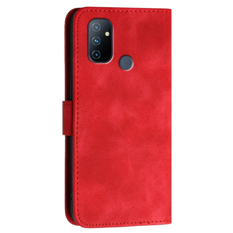 For OnePlus Nord N100 Grid Butterfly Embossed Pattern Flip Leather Phone Case with Lanyard