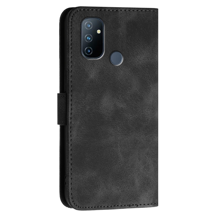 For OnePlus Nord N100 Grid Butterfly Embossed Pattern Flip Leather Phone Case with Lanyard