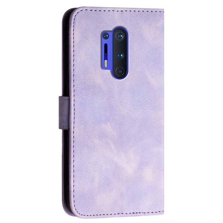 For OnePlus 8 Pro Grid Butterfly Embossed Pattern Flip Leather Phone Case with Lanyard