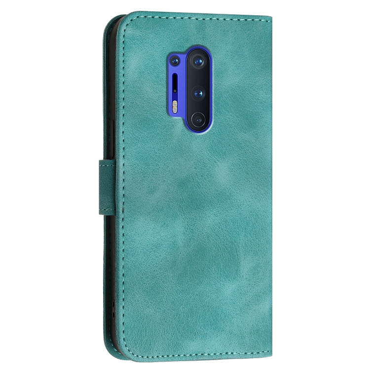 For OnePlus 8 Pro Grid Butterfly Embossed Pattern Flip Leather Phone Case with Lanyard
