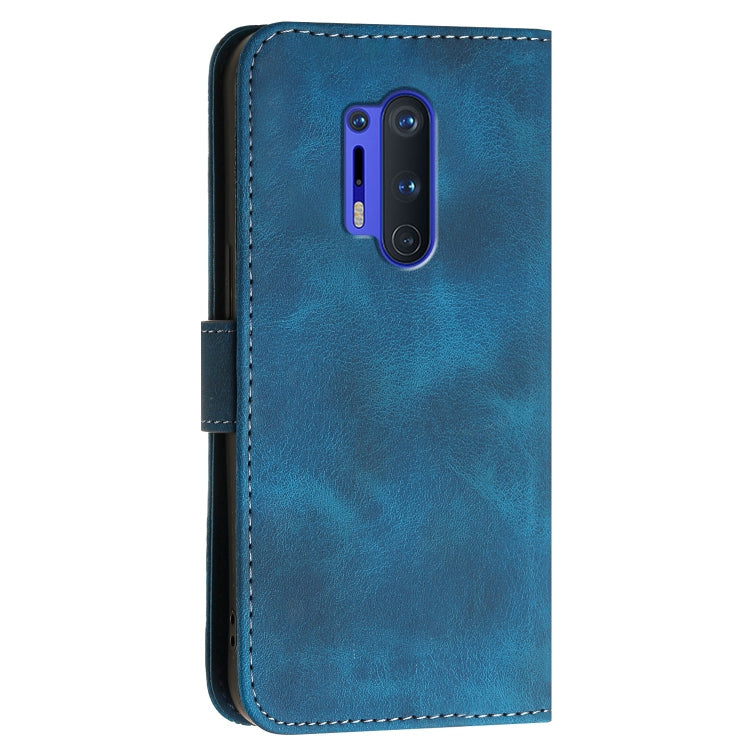 For OnePlus 8 Pro Grid Butterfly Embossed Pattern Flip Leather Phone Case with Lanyard