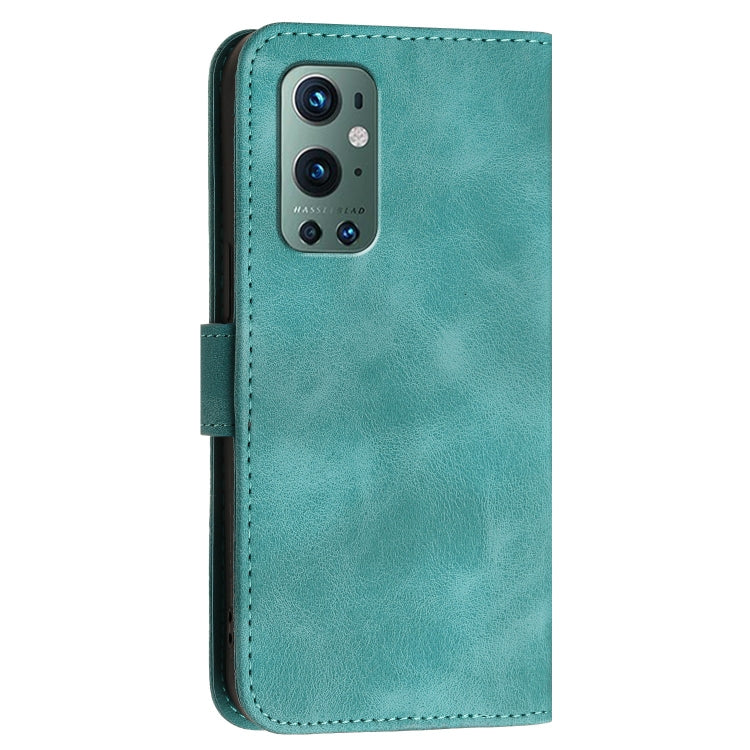 For OnePlus 9 Pro Grid Butterfly Embossed Pattern Flip Leather Phone Case with Lanyard