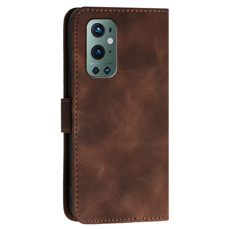 For OnePlus 9 Pro Grid Butterfly Embossed Pattern Flip Leather Phone Case with Lanyard