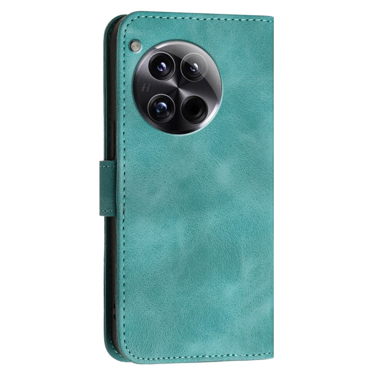 For OnePlus 12 Grid Butterfly Embossed Pattern Flip Leather Phone Case with Lanyard