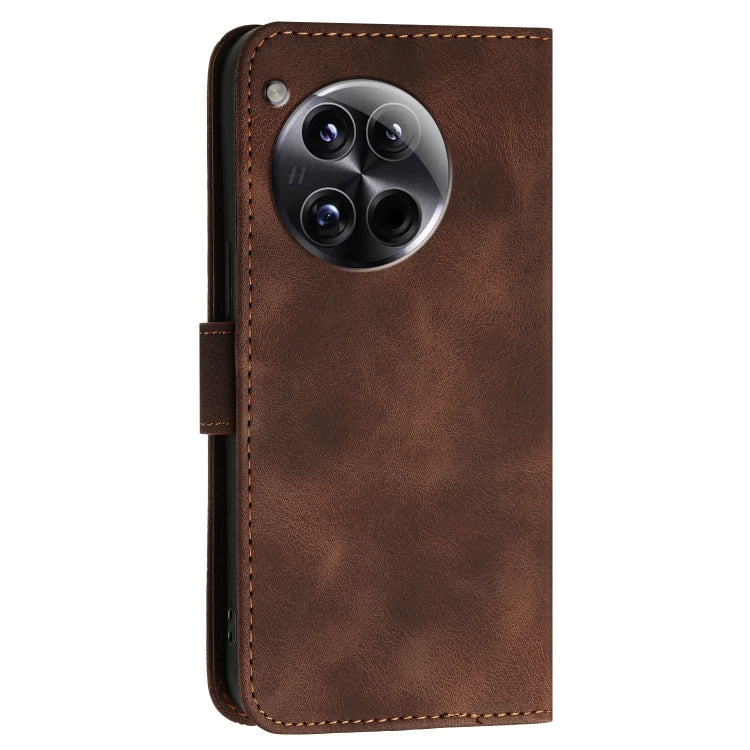For OnePlus 12 Grid Butterfly Embossed Pattern Flip Leather Phone Case with Lanyard