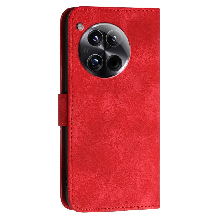 For OnePlus 12 Grid Butterfly Embossed Pattern Flip Leather Phone Case with Lanyard