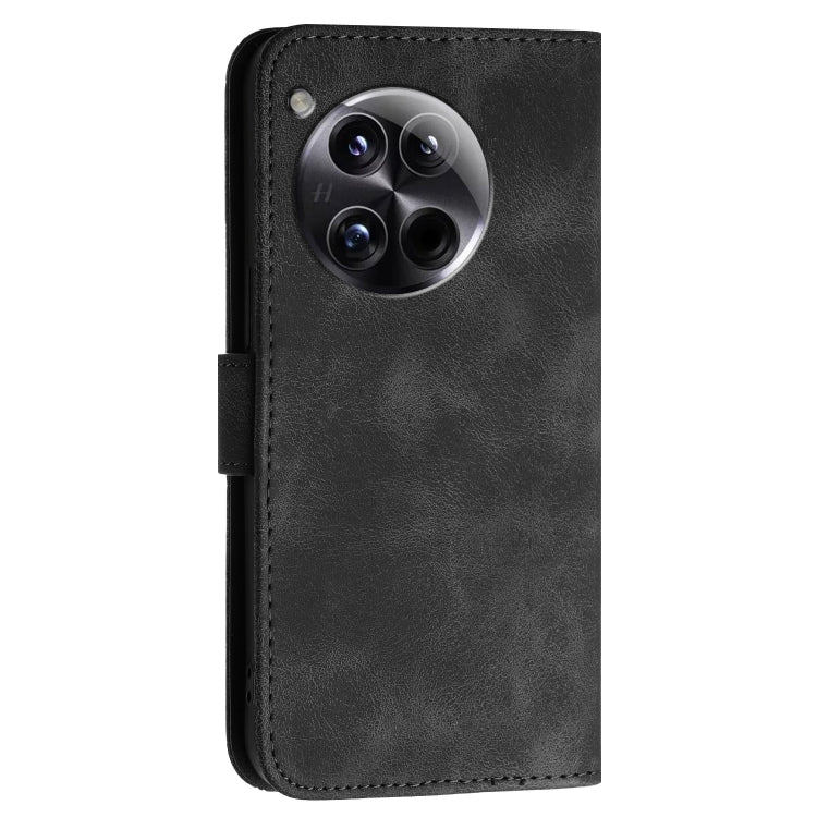 For OnePlus 12 Grid Butterfly Embossed Pattern Flip Leather Phone Case with Lanyard