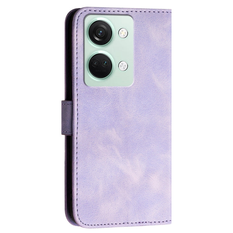 For OnePlus Ace 2V Grid Butterfly Embossed Pattern Flip Leather Phone Case with Lanyard