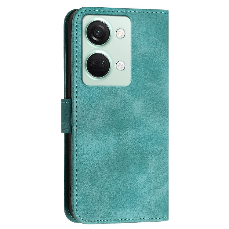 For OnePlus Ace 2V Grid Butterfly Embossed Pattern Flip Leather Phone Case with Lanyard
