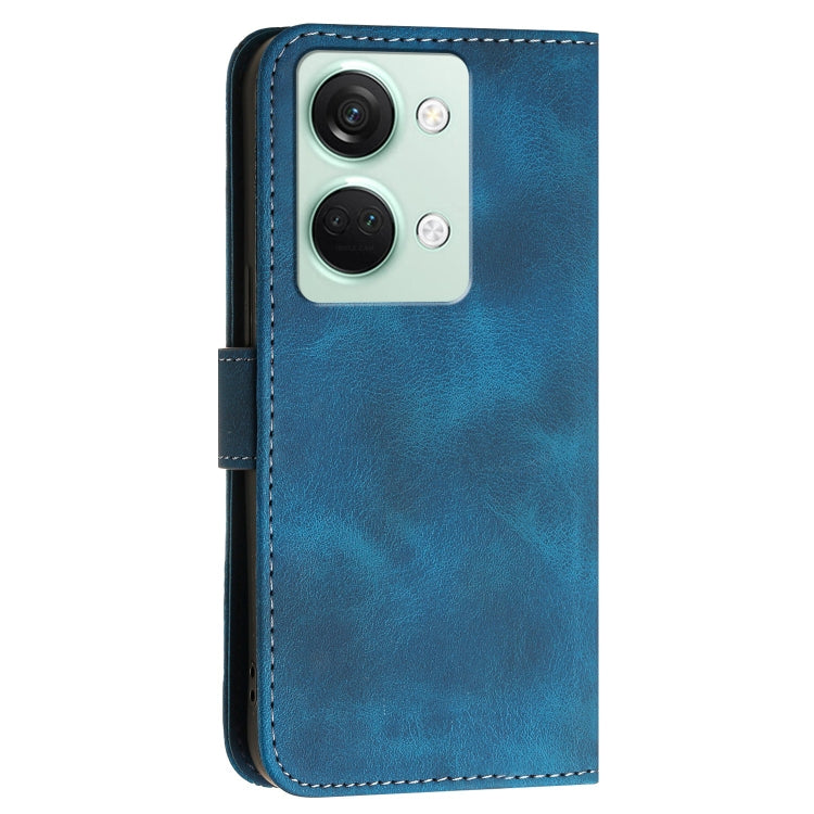 For OnePlus Ace 2V Grid Butterfly Embossed Pattern Flip Leather Phone Case with Lanyard