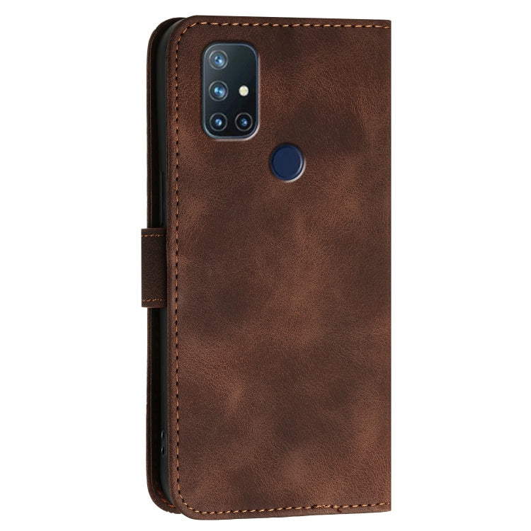 For OnePlus Nord N10 5G Grid Butterfly Embossed Pattern Flip Leather Phone Case with Lanyard