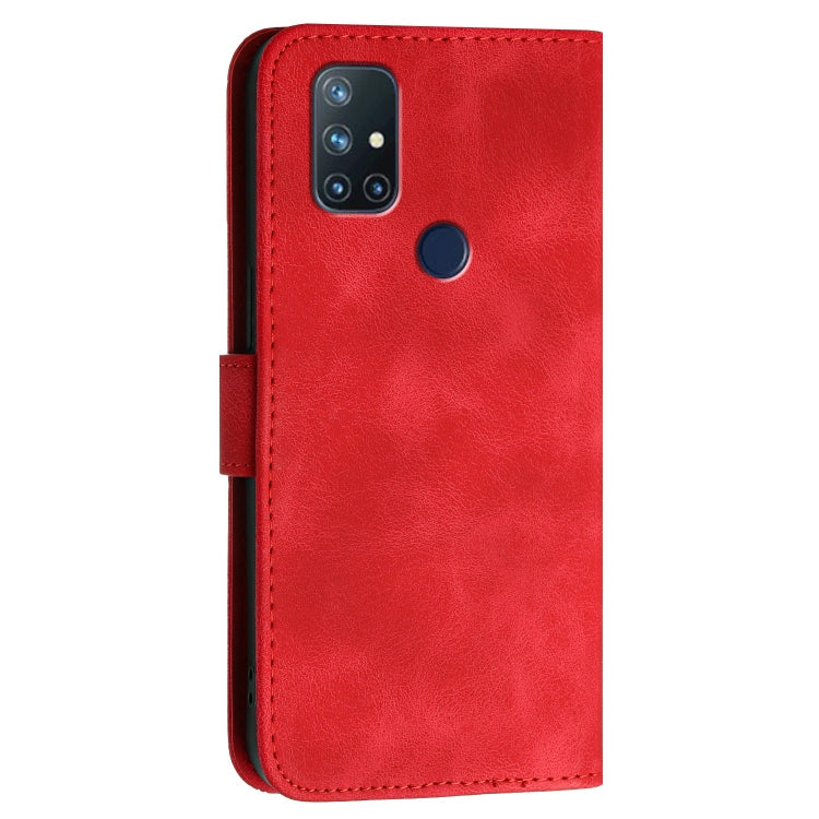 For OnePlus Nord N10 5G Grid Butterfly Embossed Pattern Flip Leather Phone Case with Lanyard