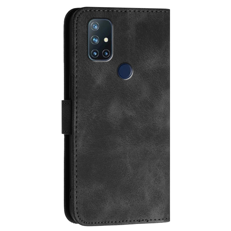 For OnePlus Nord N10 5G Grid Butterfly Embossed Pattern Flip Leather Phone Case with Lanyard