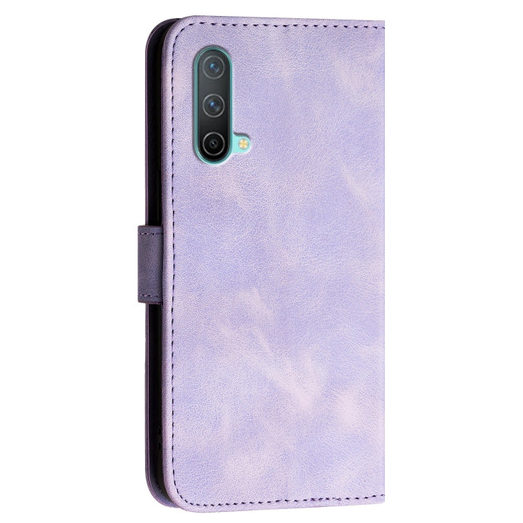 For OnePlus Nord CE 5G Grid Butterfly Embossed Pattern Flip Leather Phone Case with Lanyard