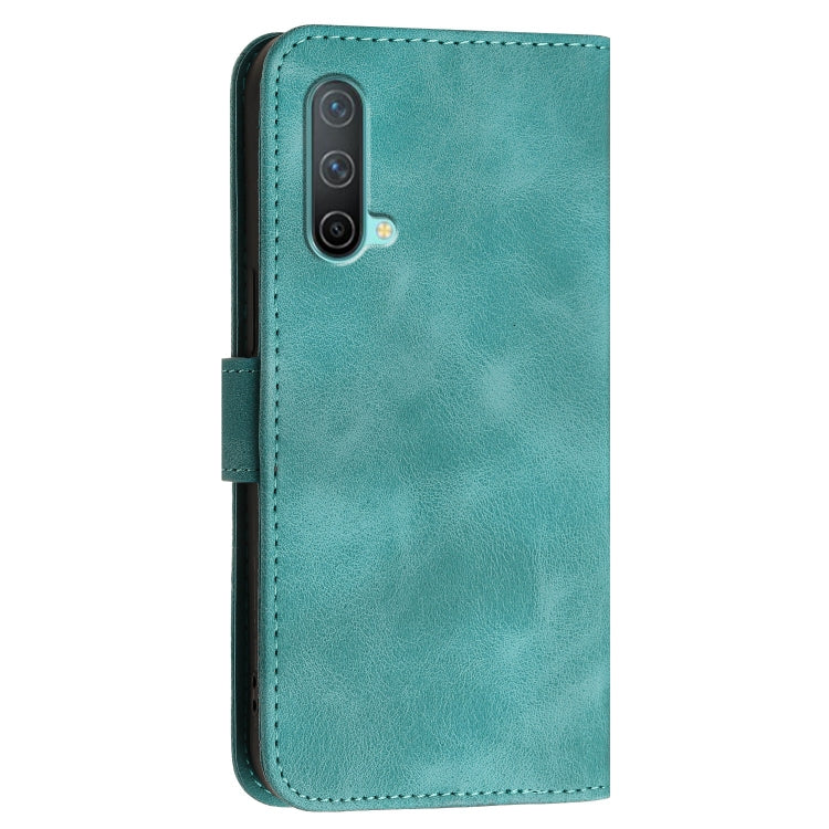 For OnePlus Nord CE 5G Grid Butterfly Embossed Pattern Flip Leather Phone Case with Lanyard