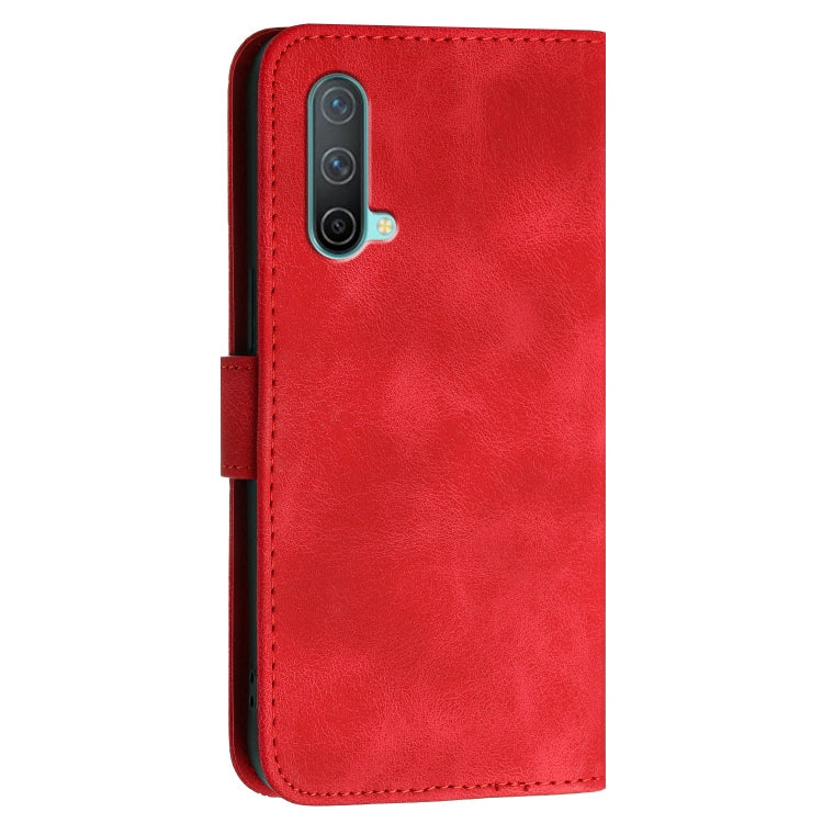 For OnePlus Nord CE 5G Grid Butterfly Embossed Pattern Flip Leather Phone Case with Lanyard