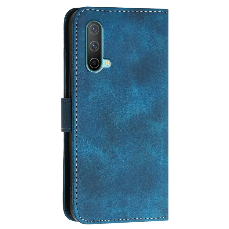 For OnePlus Nord CE 5G Grid Butterfly Embossed Pattern Flip Leather Phone Case with Lanyard