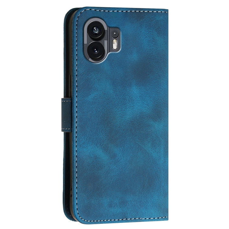 For Nothing Phone 2 Grid Butterfly Embossed Pattern Leather Phone Case with Lanyard