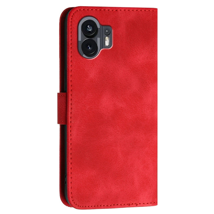 For Nothing Phone 2 Grid Butterfly Embossed Pattern Leather Phone Case with Lanyard