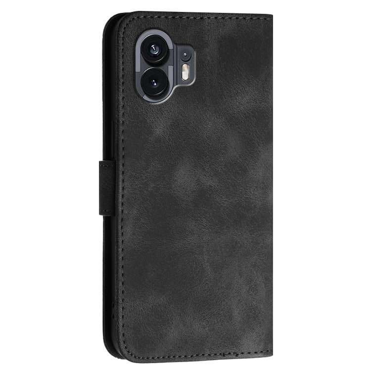 For Nothing Phone 2 Grid Butterfly Embossed Pattern Leather Phone Case with Lanyard