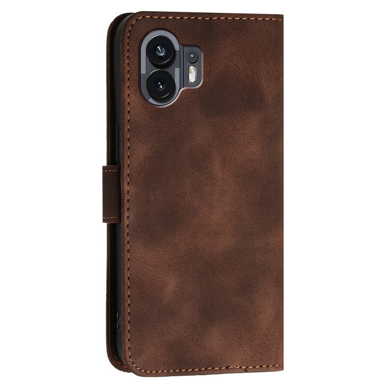 For Nothing Phone 2 Grid Butterfly Embossed Pattern Leather Phone Case with Lanyard