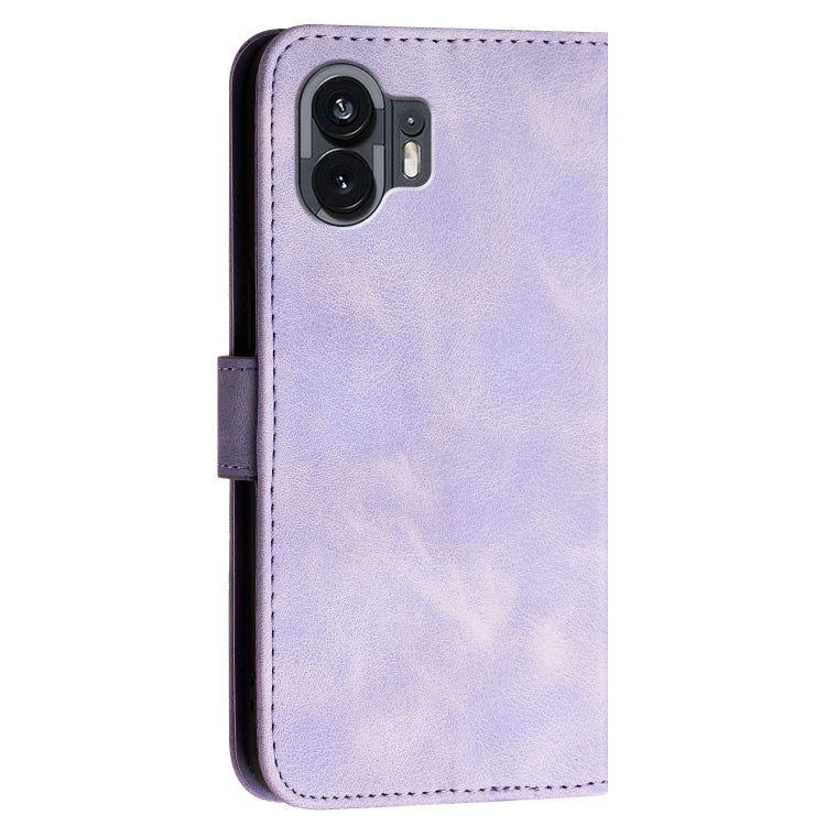 For Nothing Phone 2 Grid Butterfly Embossed Pattern Leather Phone Case with Lanyard