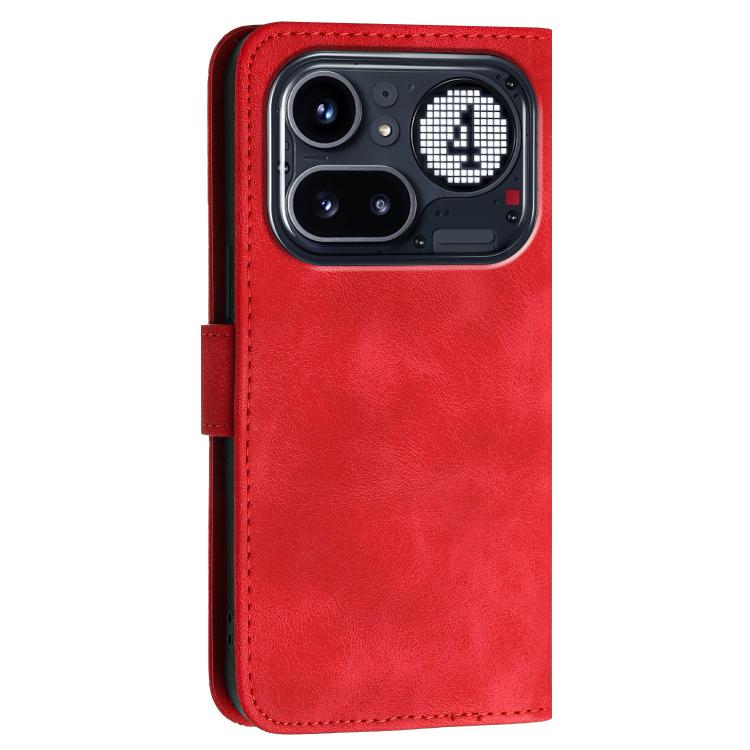 For Nothing Phone 4a Pro Grid Butterfly Embossed Pattern Leather Phone Case with Lanyard