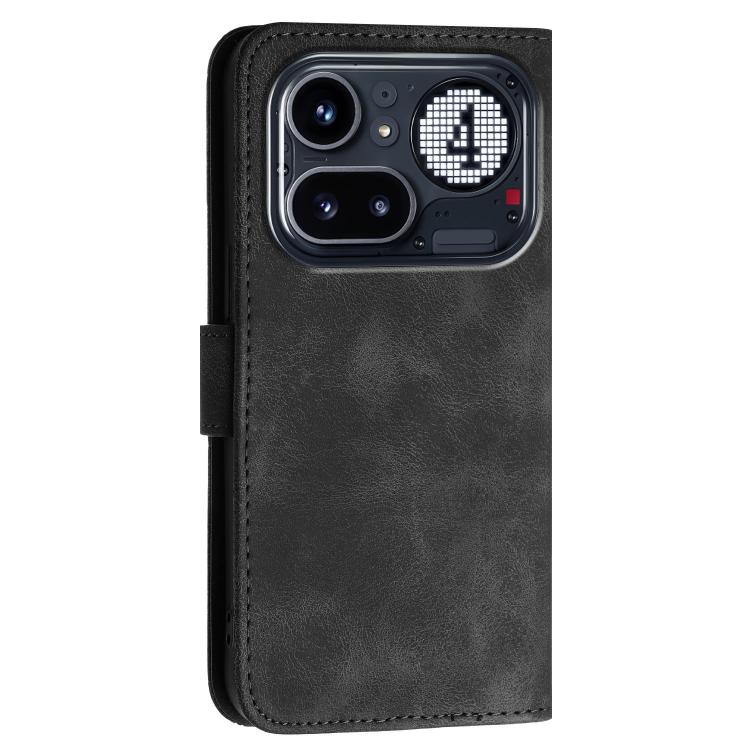 For Nothing Phone 4a Pro Grid Butterfly Embossed Pattern Leather Phone Case with Lanyard